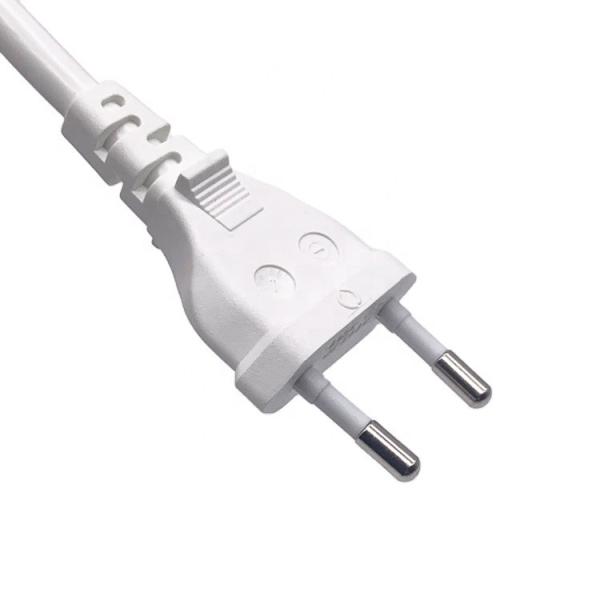 Quality White European Power Cord Voltage Rating VDE 2 PIN Plug 2.5A 250V 1.7m for sale