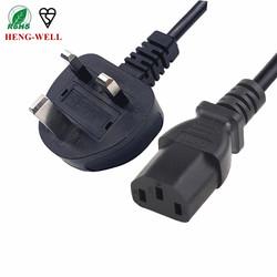 Quality 3 Pin UK Power Cord Plug To IEC 320 C13 BS1363 Certificate 0.5m 0.75m 1m for sale