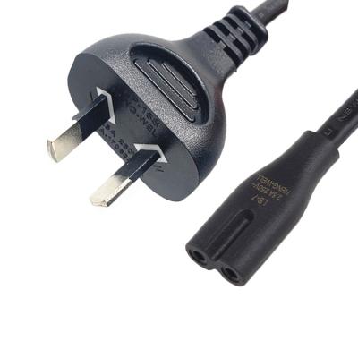 China 2 Pin Australia Power Cable 1.2m 1.5m AU Extension Cord IEC C7 Connector for sale