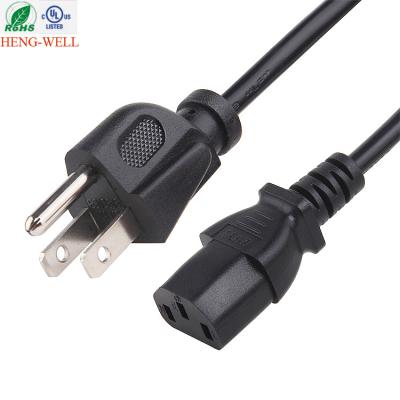 China UL 3 cable USA cable de alimentación 18AWG NEMA eléctrico 5-15p a IEC C13 Cable de computadora portátil en venta