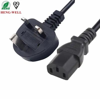 China 10A 250V UK Power Cord 1.5m 1.8m 2m 5m Black 3 Pin BS1363 To IEC 320 C13 for sale