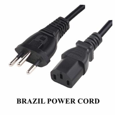 China 3 Pin Plug Brazil Power Cord , IEC C13 Connector Universal AC Power Cord 250V for sale