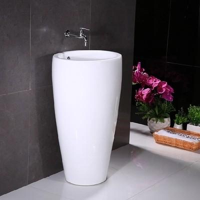China Ceramic new design big size bathroom good quality round one piece pedestal types of standing wash basins made in china for sale