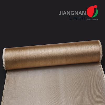China Tan Colored Satin Caramelized Fiberglass Fabric Cloth 0.8mm Thickness for sale