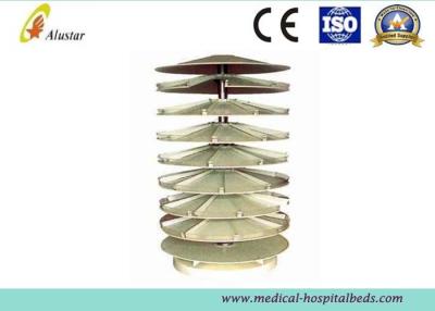 China 920*1800mm Stainless Steel Hospital Bedside Cabinet Rotary Medicine Shelf With Rubber for sale