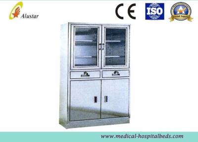 China Hospital Stainless Steel Bedside Table Cabinet With Adjusted Shelves ( ALS - CA008 ) for sale