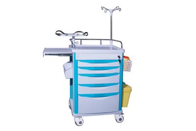 China Updated Model Emergency Cart  ABS Plastic Medical Trolley With Drawers IV Pole  (ALS-ET118N) for sale