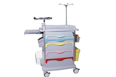 China Luxury Patent Medical Trolley ABS Plastic Cart Hospital Emergency Functional Trolley  (ALS-ET001) for sale