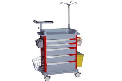 China Luxurious ABS Hospital Ttrolley Plastic Emergency Medical Cart Colorful Drawers (ALS-ET002) for sale