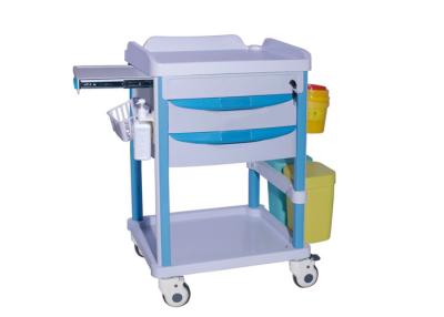 China Double-Side Tray Drawers Medicine Cart Stainless Steel With Swivel Casters for sale