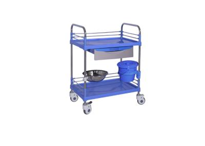 China 2 Layers Portable Medical Trolley On Wheels With Drawer For Hospital Use for sale