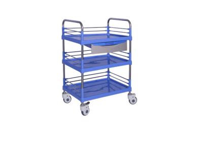 China Three Shelves Plastic Steel Medical Trolley Hospital Mobile Clinic Instrument Cart for sale