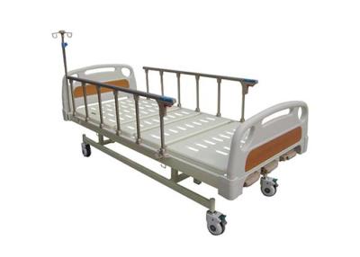 China Coated Steel Manual Crank Medical Hospital Bed With Aluminum Alloy Guardrail (ALS-M302) for sale