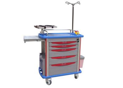 China Emergency Medical Trolley Crash Cart With Drawer And IV Pole for sale