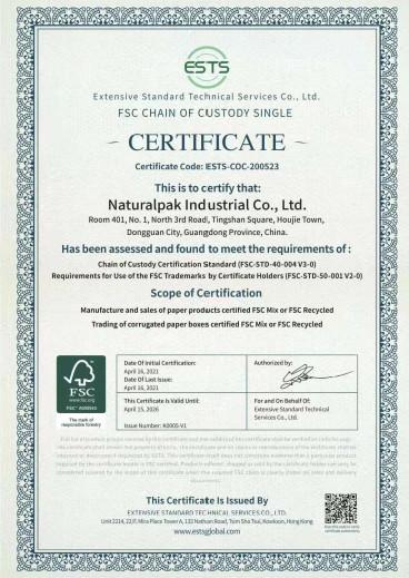 FSC - Dong Guan Naturalpak Industrial Co., Ltd.