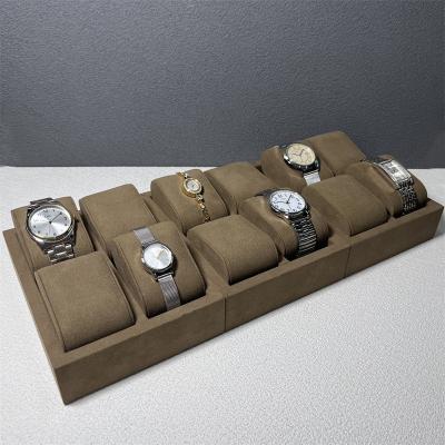 China Coffee Color 12 Slot Microfiber Luxury Watch Display Jewelry Watch Organizer for sale