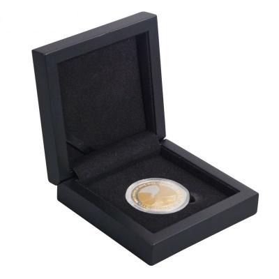 China OEM ODM Black Coin Presentation Box MDF Lacquered Coin Medal Box for sale