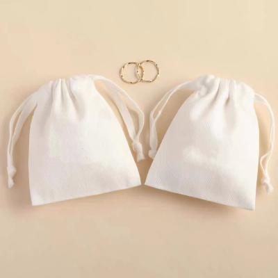 China SMATA Creamy White Drawstring Jewelry Pouch Custom Size Cotton Jewelry Bags for sale