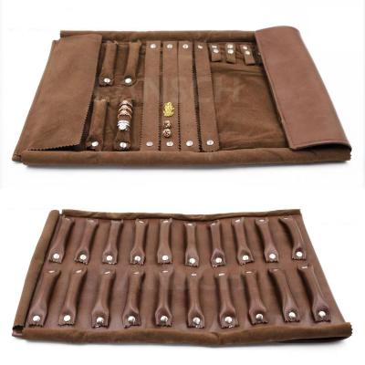 China Western Cowboy Style Brown Travel Jewelry Case Roll For Long Necklaces for sale