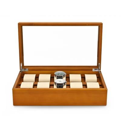 China Brown Luxury Mens Watch Display Case Watch Display Showcase for sale