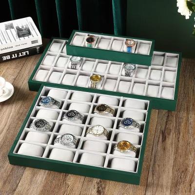 China Customizable Color Velvet Green Watch Display Tray Screen Print for sale