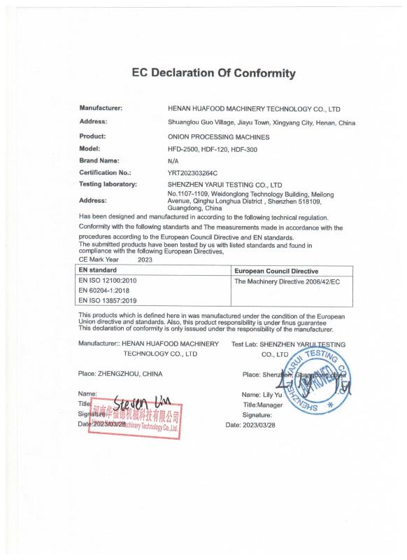 EC - Henan Huafood Machinery Technology Co.,Ltd.