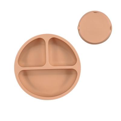 China Custom Children Toddler Three Divided Baby Silicone Suction Placemat Plate for sale