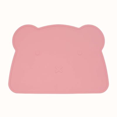 China Cartoon Bear Shape Kids Feeding Food Grade Silicone Table Mats Dinner Placemat For Baby for sale
