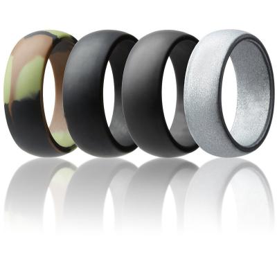 China 17 Colors Black Silicone Rubber Ring 8mm Wide 2.8mm Thick Step Edge Sleek For Engagement Wedding for sale