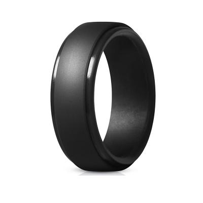 China Amazon Best Seller Silicone Ring Step Edge Wedding Band Silicone Sports Rings for Men for sale