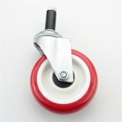 China Tape en poliuretano de 5 pulgadas rueda las pequeñas ruedas del echador de JY con el tronco roscado en venta