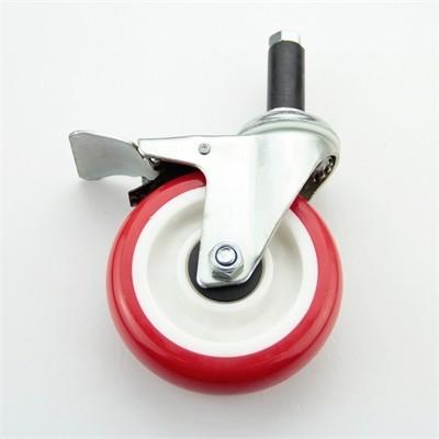 China 3 Inch JY PU Caster Wheels With Brake Heavy Duty Braked Castors for sale