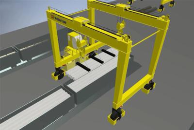 China Rubber Tire Gantry Crane for Steel Pipe Handling  Lifting Capacity: 10+10t; 18+18t (with magnet spreader) for sale
