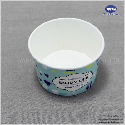 China Custom Print 10oz Disposable Paper Frozen Yogurt Container Biodegradable Paper Ice Cream Packaging Container Disposable for sale