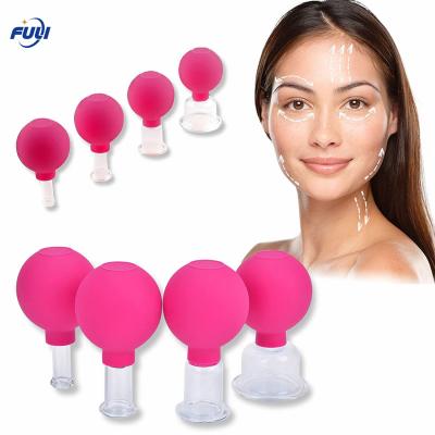 China 4 Pcs a Set Silicone Anti Cellulite Cup Vacuum Suction Massage Cups Facial Cupping Sets Body Face Massage Kit for sale
