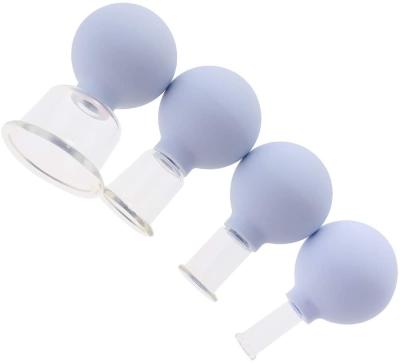 China Las tazas de ahuecamiento faciales de cristal chinas azules claras de Hijama Ventouse Cuping del sistema del masaje de la terapia 4pcs limpian las latas con la aspiradora en venta