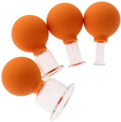 China Orange Silicone Cup Vacuum Cupping Set Full Body And Face Anti Cellulite Silicone Vacuum Massage Cups Vacuum Cupping for sale