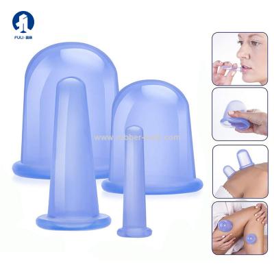 China 4 Pcs Anti Cellulite Massage Oil And 4 Different Sizes Vacuum Silicone Massage Cupping Cups Treatment Kit for sale
