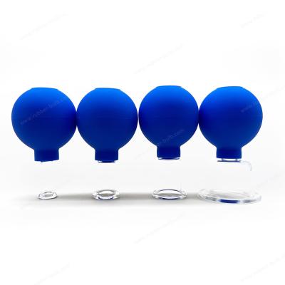China 15/25/35/55mm Blue 4PCS Gift Package Silicone Cupping Massage Set Suction Cupping Set Cups Vacuum Cupping Therapy for sale