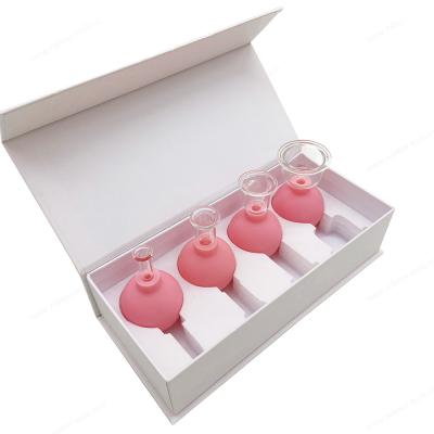 China 4 PCS Glass Facial Cupping Therapy Set Glass, Silicone Vacuum Suction Face Massage Cups Anti Cellulite Lymphatic Therapy for sale