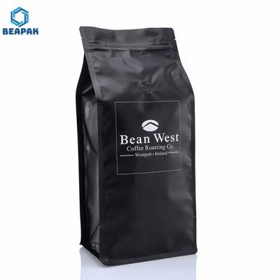 China Printed k Flat Block Bottom 250g Coffee Valve Bags for sale
