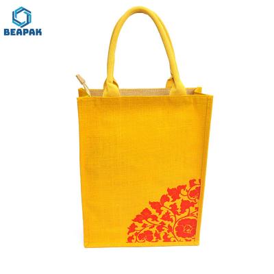 China Custom Printed Recyclable Textile Jute Linen Grocery Bags for sale