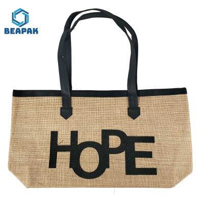 China Recycle Handle Zipper Promotional Cotton Jute Bag for sale