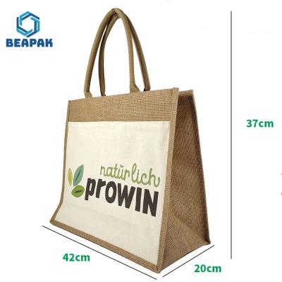 China Fashionable Shopping Cotton Cloth Linen Jute Burlap Tote Bag for sale