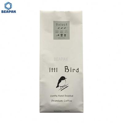 China Roasted Bean Plastic Kraft Paper Pouch Flat Bottom Coffee Bag Packaging for sale