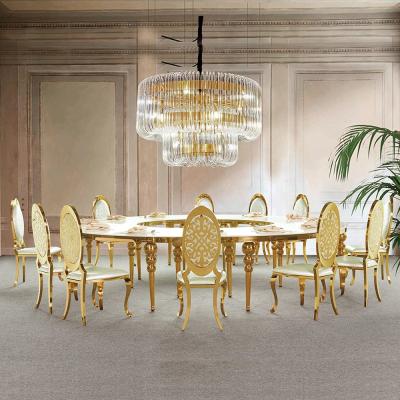 China Half Marble SS Steel Furniture Round C Shaped 0.76m3 Golden Stainless Steel Table for sale