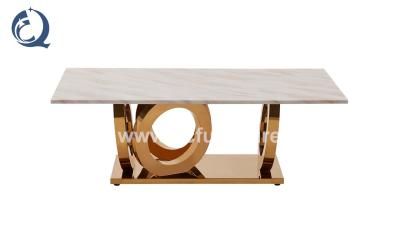 China Italian Style Length 130cm Square Marble Coffee Table Stable Stainless Steel Frame for sale