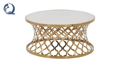 China Modern Style Dia 90cm SS Coffee Table Round Shape Golden frame for sale