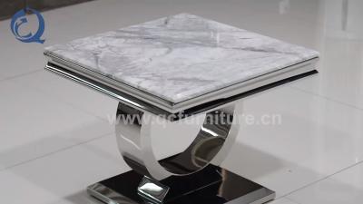 China Qiancheng 24x24inch Sofa Side End Table 20mm Modern Marble Side Table for sale