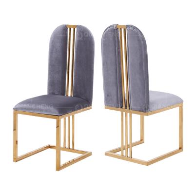 China OEM 44x50x103cm Modern Velvet Dining Chairs With Stainless Steel Legs for sale
